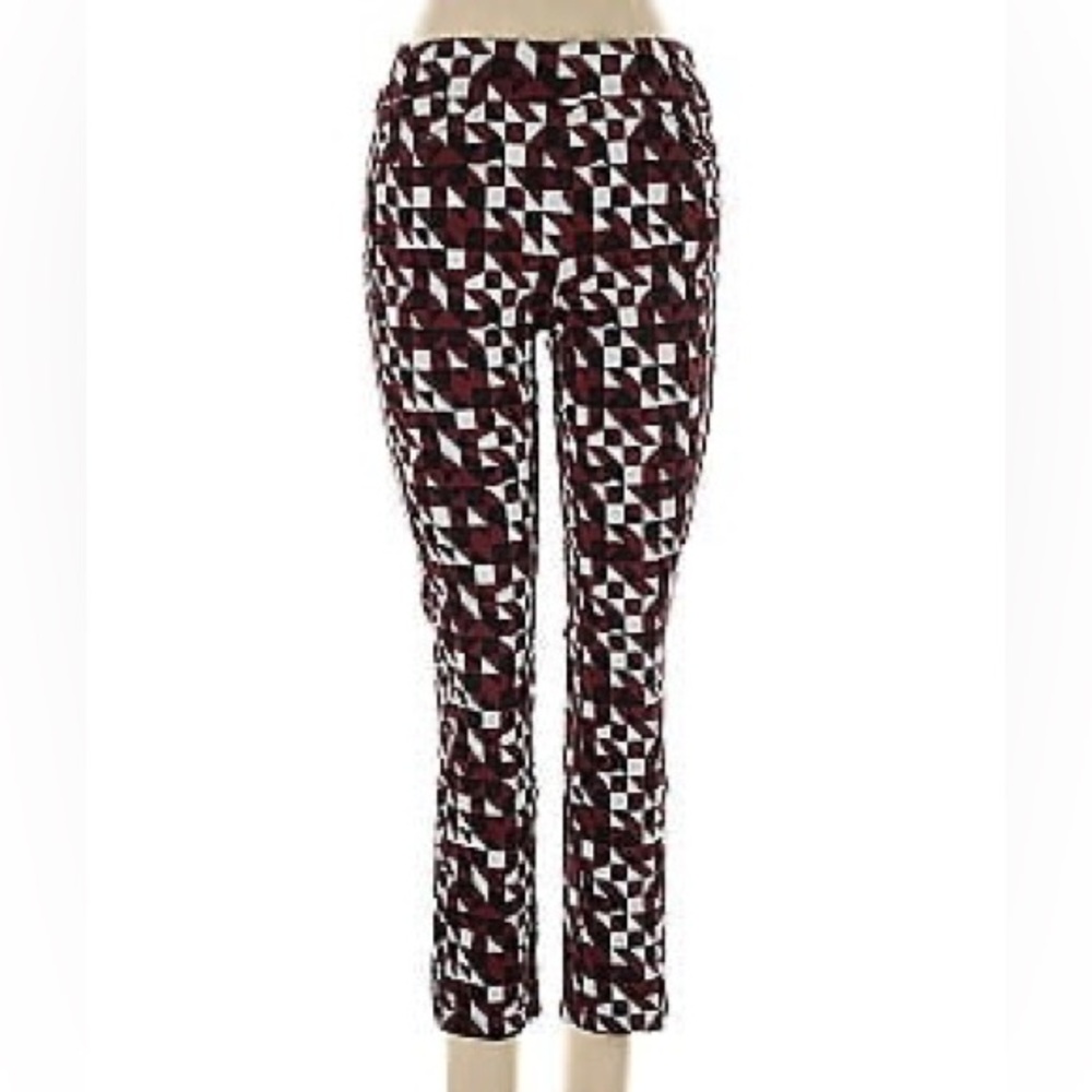 Chico's Black Red and White Straight Leg ankle Pants